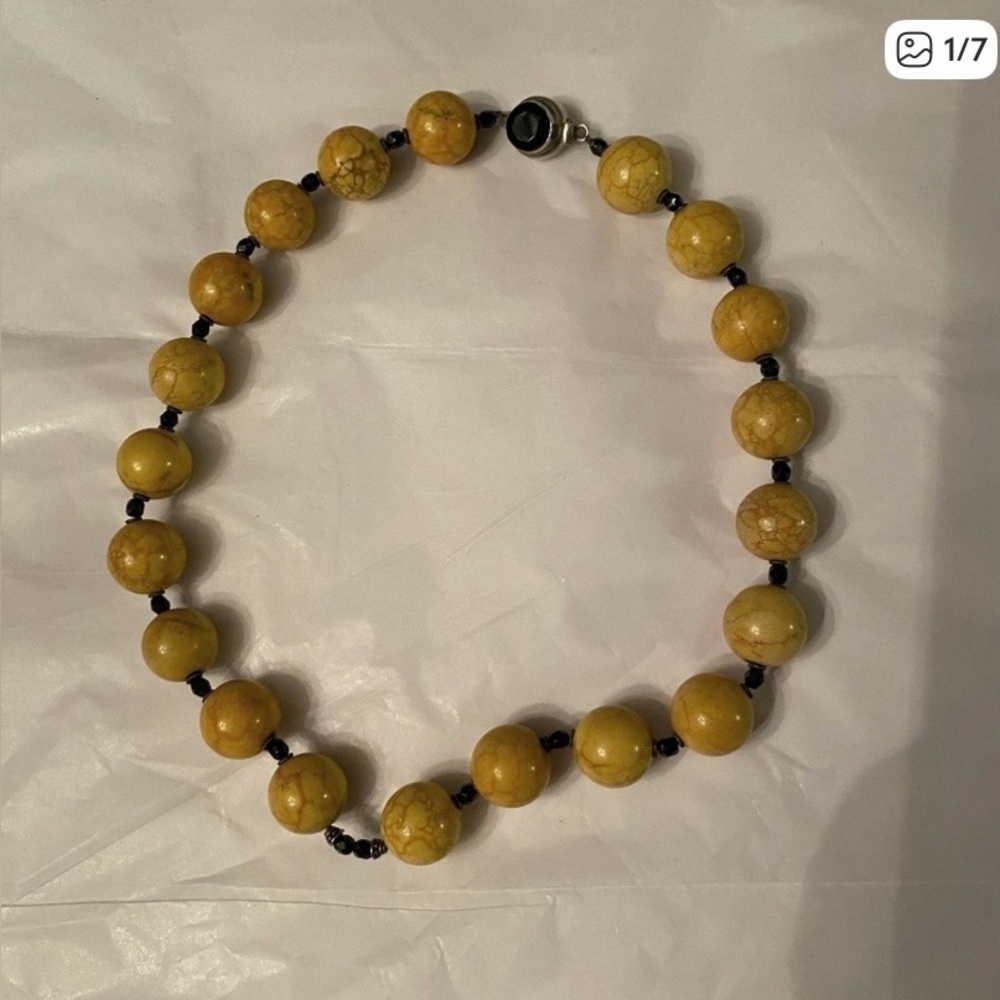 Alabaster Choker With Sterling Silver Clasp